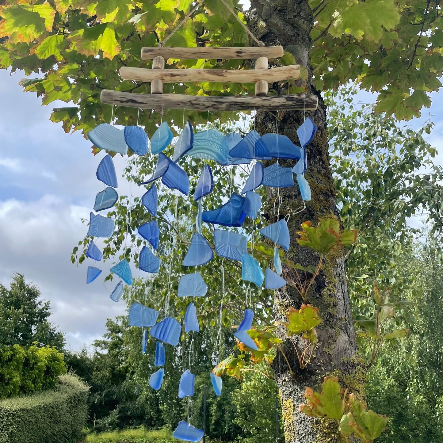 Three Stick Wind Chimes Recycled Glass