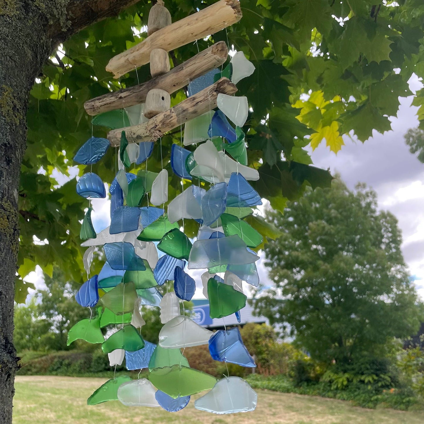 Three Stick Wind Chimes Recycled Glass