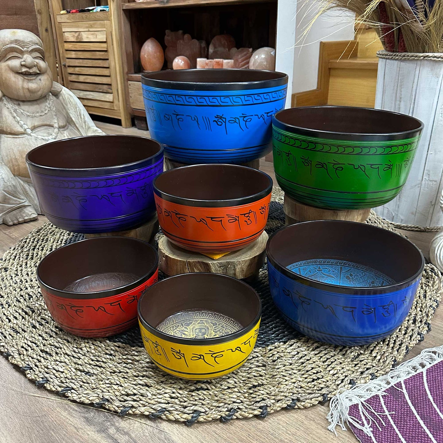 Large Chakra Set of Seven Singing Bowls (19.5-35cm)